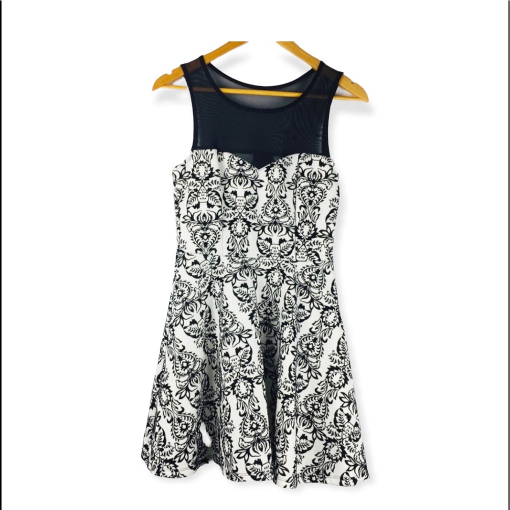 Y2K Velvet  Black Neck Mesh A-line Flare Dress Cocktail Casual Floral kpop